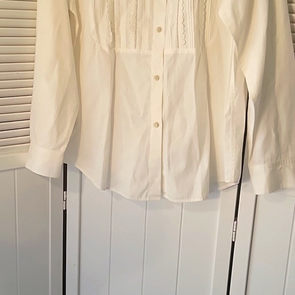 LAUREN RALPH LAUREN WOMEN’S WHITE LONG SLEEVE STITCHED FRONT SHIRT SZM - Picture 3 of 10